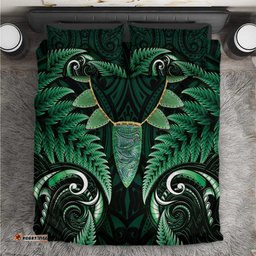 Aotearoa Pounamu Niho Bedding Set Silver Fern Mix Maori Pattern - Green LT14