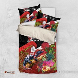 Aotearoa Toitu Te Tiriti Bedding Set Waitangi-Honour The Treaty NZ Tuatara and Plants LT03