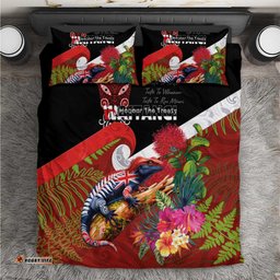 Aotearoa Toitu Te Tiriti Bedding Set Waitangi-Honour The Treaty NZ Tuatara and Plants LT03