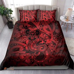 Aotearoa Maori Hei Tiki Bedding Set Whero Kowhaiwhai Puhoro Motif LT9