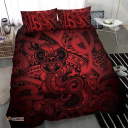 Aotearoa Maori Hei Tiki Bedding Set Whero Kowhaiwhai Puhoro Motif LT9