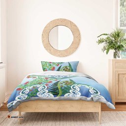 Aotearoa New Zealand Natural Plants Bedding Set Pohutukawa with Silver Ferns Koru Frond Maori Tattoos LT03