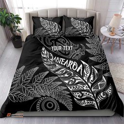 Aotearoa Personalized Lawn Bowls Maori Bedding Set New Zealand Black Tribal Silver Fern LT7