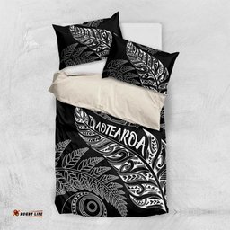 Aotearoa Personalized Lawn Bowls Maori Bedding Set New Zealand Black Tribal Silver Fern LT7