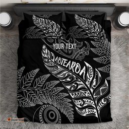 Aotearoa Personalized Lawn Bowls Maori Bedding Set New Zealand Black Tribal Silver Fern LT7