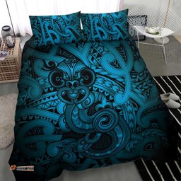 Aotearoa Maori Hei Tiki Bedding Set Kikorangi Kowhaiwhai Puhoro Motif LT9