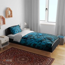 Aotearoa Maori Hei Tiki Bedding Set Kikorangi Kowhaiwhai Puhoro Motif LT9