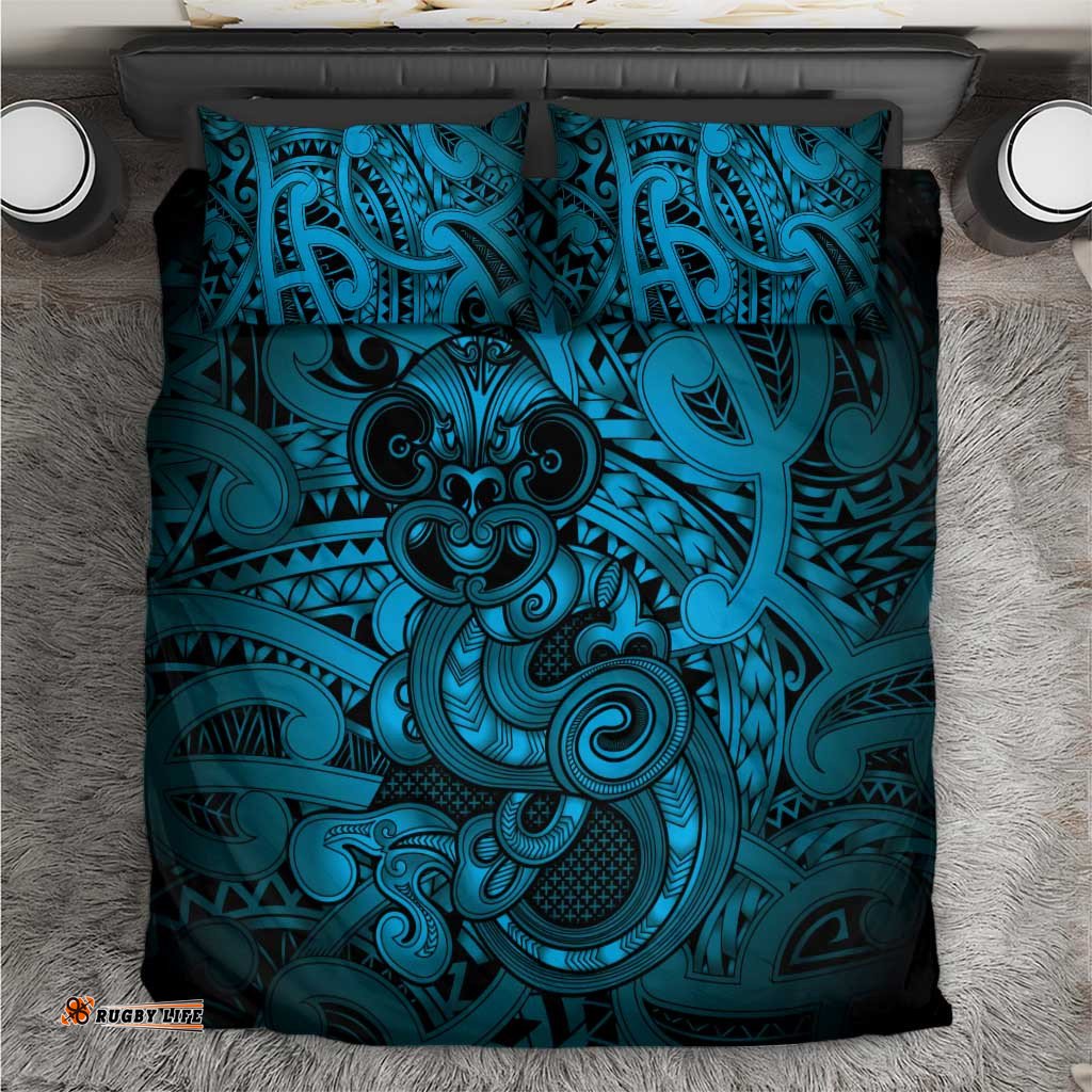 Aotearoa Maori Hei Tiki Bedding Set Kikorangi Kowhaiwhai Puhoro Motif LT9
