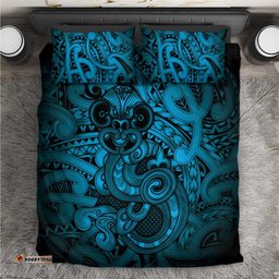 Aotearoa Maori Hei Tiki Bedding Set Kikorangi Kowhaiwhai Puhoro Motif LT9
