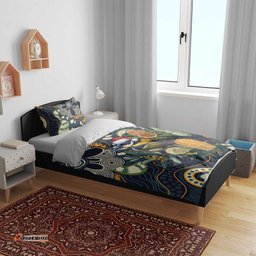 Aussie Honeyeaters Banksia Christmas Bedding Set Aboriginal Dots Painting Blue Motif LT9