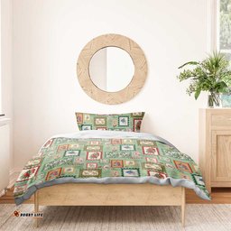Aussie Birds Christmas La La Land Bedding Set Green Vintage Stamp Edition LT9