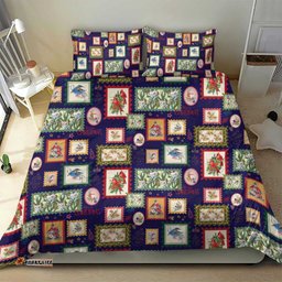 Aussie Birds Christmas La La Land Bedding Set Navy Blue Vintage Stamp Edition LT9