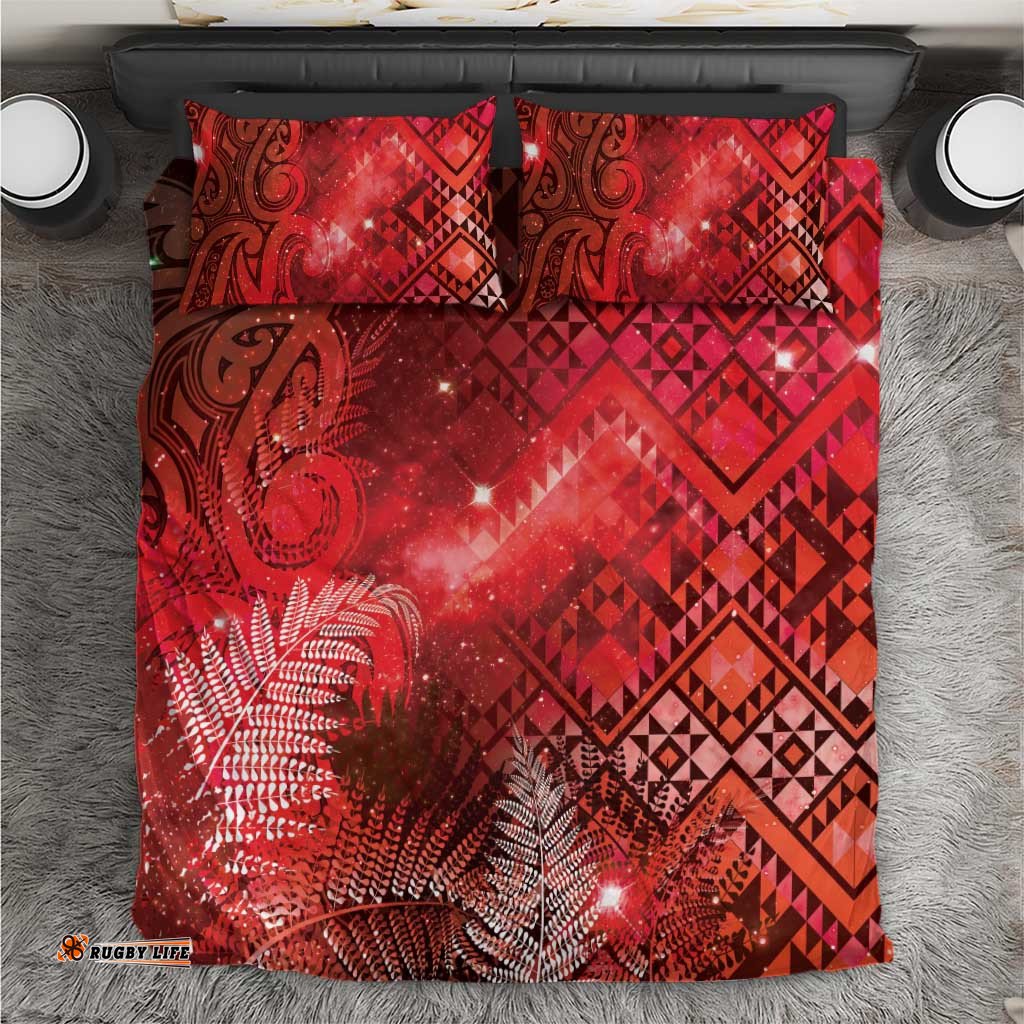 Aotearoa Taniko Matariki Bedding Set Cosmic Red LT7