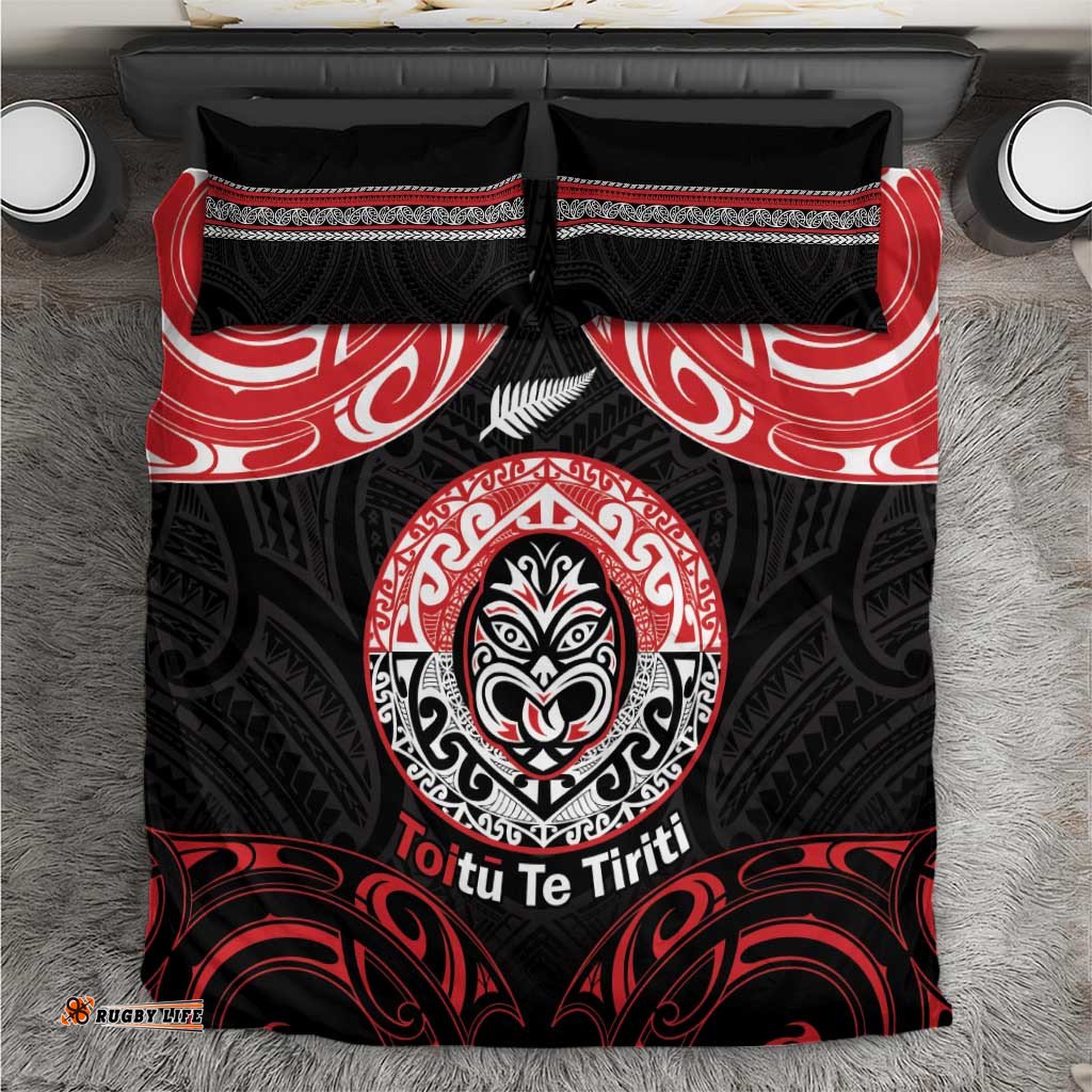 Aotearoa Toitu Te Tiriti Bedding Set Haka Tiki Honour The Treaty LT14