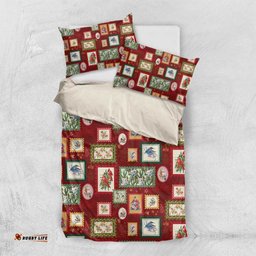 Aussie Birds Christmas La La Land Bedding Set Red Vintage Stamp Edition LT9