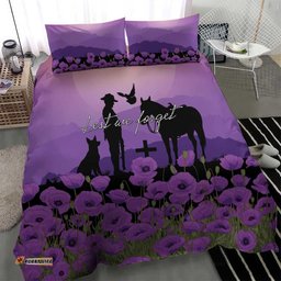 Australia ANZAC Animal Heroes Bedding Set Purple Poppies LT7