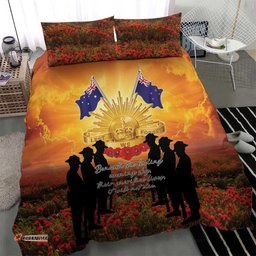 ANZAC Day Bedding Set Remembrance Tribute Soldiers And Poppy Field LT05