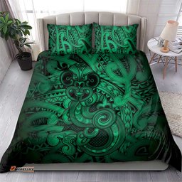 Aotearoa Maori Hei Tiki Bedding Set Kakariki Kowhaiwhai Puhoro Motif LT9