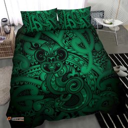 Aotearoa Maori Hei Tiki Bedding Set Kakariki Kowhaiwhai Puhoro Motif LT9