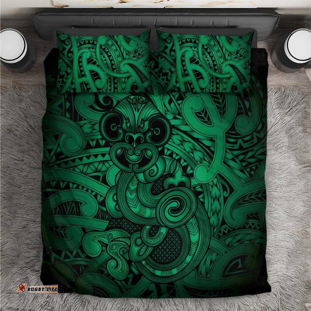 Aotearoa Maori Hei Tiki Bedding Set Kakariki Kowhaiwhai Puhoro Motif LT9