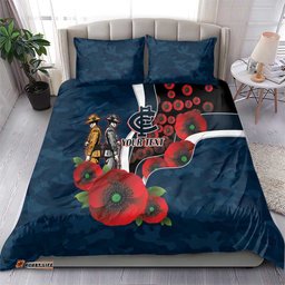 Carlton Blues ANZAC Personalised Bedding Set Lest We Forget Poppy Camo LT9