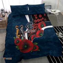 Carlton Blues ANZAC Personalised Bedding Set Lest We Forget Poppy Camo LT9