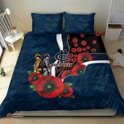 Carlton Blues ANZAC Personalised Bedding Set Lest We Forget Poppy Camo LT9