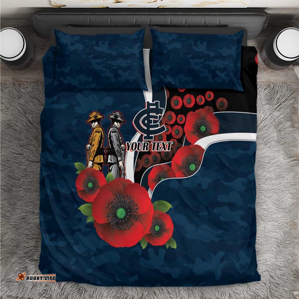 Carlton Blues ANZAC Personalised Bedding Set Lest We Forget Poppy Camo LT9