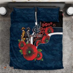 Carlton Blues ANZAC Personalised Bedding Set Lest We Forget Poppy Camo LT9