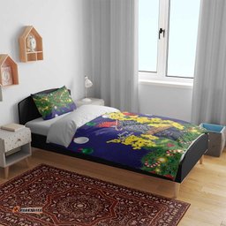 Australia Gang-gang Cockatoo Christmas Bedding Set Callocephalon Fimbriatum Golden Wattle Blue LT14