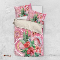 Breast Cancer Pink Cockatoo Bedding Set Australia Indigenous Watercolor Glaze LT7