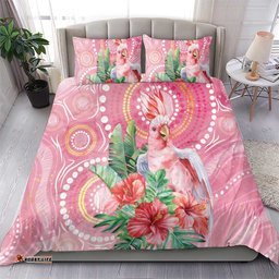 Breast Cancer Pink Cockatoo Bedding Set Australia Indigenous Watercolor Glaze LT7