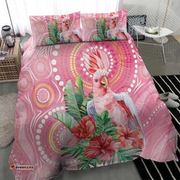 Breast Cancer Pink Cockatoo Bedding Set Australia Indigenous Watercolor Glaze LT7