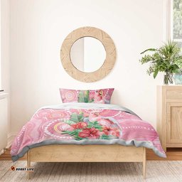 Breast Cancer Pink Cockatoo Bedding Set Australia Indigenous Watercolor Glaze LT7