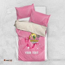Custom Bowls Australia Breast Cancer Bedding Set Pink Ribbon Aussie Map With Kangaroo Emu LT14