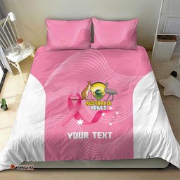 Custom Bowls Australia Breast Cancer Bedding Set Pink Ribbon Aussie Map With Kangaroo Emu LT14