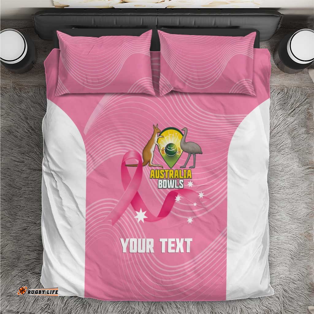 Custom Bowls Australia Breast Cancer Bedding Set Pink Ribbon Aussie Map With Kangaroo Emu LT14