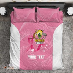 Custom Bowls Australia Breast Cancer Bedding Set Pink Ribbon Aussie Map With Kangaroo Emu LT14