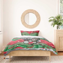 Custom Rabbitohs Bedding Set Rabbit Mascot With Aboriginal Indigenous DT05