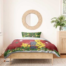 Australia Gang-gang Cockatoo Christmas Bedding Set Callocephalon Fimbriatum Golden Wattle Red LT14