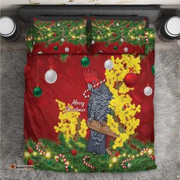 Australia Gang-gang Cockatoo Christmas Bedding Set Callocephalon Fimbriatum Golden Wattle Red LT14