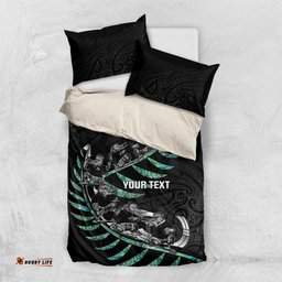 Custom New Zealand Silver Fern Rugby Bedding Set Aotearoa Kiwi Maori Pattern LT14