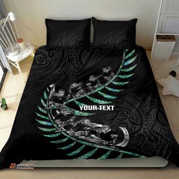 Custom New Zealand Silver Fern Rugby Bedding Set Aotearoa Kiwi Maori Pattern LT14