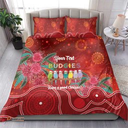Australia Budgerigar Christmas Personalised Bedding Set Budgies Hakea Have A Good Chrissie LT14
