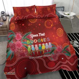 Australia Budgerigar Christmas Personalised Bedding Set Budgies Hakea Have A Good Chrissie LT14