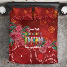 Australia Budgerigar Christmas Personalised Bedding Set Budgies Hakea Have A Good Chrissie LT14