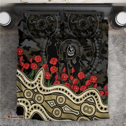 Collingwood Magpies ANZAC Day Bedding Set Indigenous Dot Art with Poppy Flower Tribute TS04