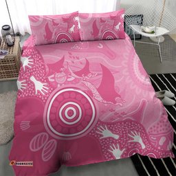 Australia Breast Cancer Awareness Bedding Set Pink Ribbon Manta Ray Aboriginal Art LT14