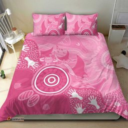 Australia Breast Cancer Awareness Bedding Set Pink Ribbon Manta Ray Aboriginal Art LT14