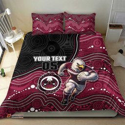 Custom Sea Eagles Bedding Set Bird Mascot With Aboriginal Indigenous DT05